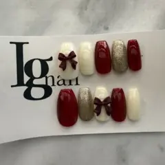 現品限り　リボンネイルチップ　推しネイル　卒業式ネイル　ニュアンスネイネイル