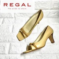 【未使用品】REGAL オープントゥパンプス　リボン　ベージュ