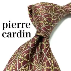 【極美品】 pierre cardin ネクタイ 幾何学 レッド お洒落