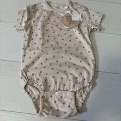 ベージュ ハート柄 ロンパース 70cm