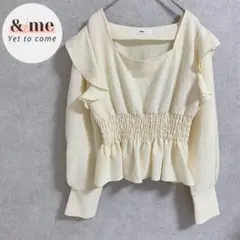 美品　ウィゴー　肩フリルウエストシャーリングブラウス　長袖　スクエアネック　F