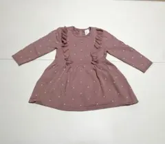 美品 H&M ピンクドットニットワンピース 74cm