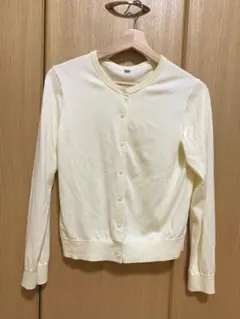 ユニクロ　イエロー 長袖 カーディガン ボタン付き　M