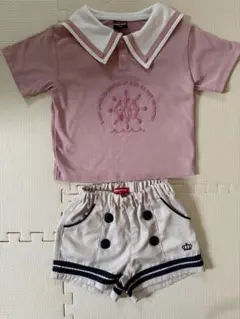 デイジー　ピンク　セーラー襟シャツとショートパンツセット　90サイズ