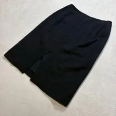 【M-PREMIER】毛混 厚手 ひざ丈スカート ブラック Sのサムネイル
