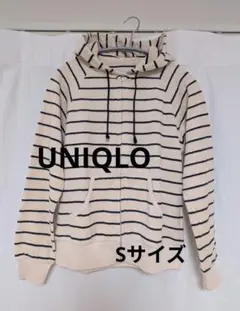 【美品】 UNIQLO ユニクロ ボーダー ジップアップ パーカー フード付き