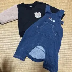 クマ刺繍付きスウェット　フィラ　オーバーオール　2枚まとめ売り