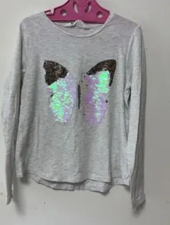 H&M バタフライスパンコール長袖Tシャツ 122/128