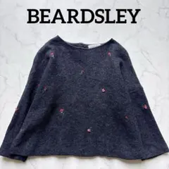 美品✨ビアズリー beardsley トップス　小花柄刺繍ダークグレー長袖ニット