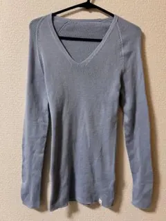 NUONE ヌワンリブ編み Vネック 長袖 セーター 綿100% サイズ2 長袖