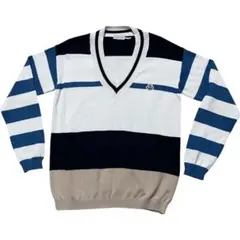 モンクレールMONCLER白紺青ベージュVネック ニットメンズセーター サイズS