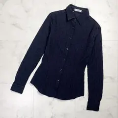 GIORGIO ARMANIシルク100％ シアーブラウス ネイビー イタリア製 