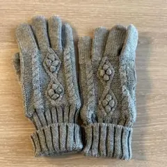 無印良品　キッズ　グレー 編み込み ニット 手袋