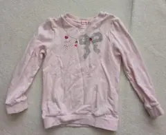 mikihouse ピンク リボン刺繍 長袖トレーナー