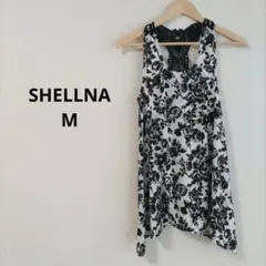 未使用❤アベイルSHELLNA 花柄タンクトップ バックレース モノトーン Mのサムネイル