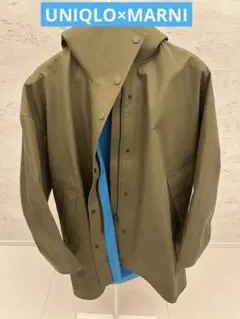 美品★UNIQLO × MARNI ブロックテックハーフコートM★カーキオリーブ