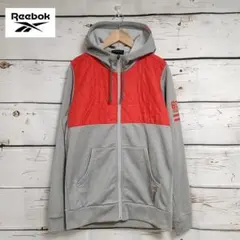 Reebok フルジップ パーカー グレー/レッド XL