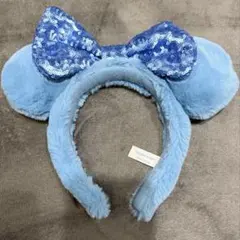 ディズニー　カチューシャ ふわふわ ミニー　ブルー スパンコール