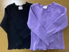 petit main メロートップス　90cm 2枚セット　ブラック・ラベンダー