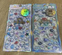 光るジュエルプチドロップシール 2種セット　あわわちゃん　うみのなかまたち