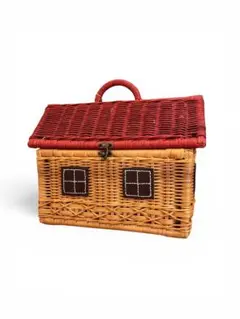 赤い屋根のハウス型ソーイングバスケット 裁縫箱 ラタン 籐製品 - メルカリ