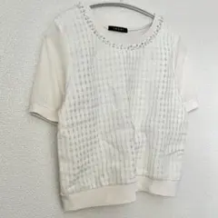 INGNI イング　トップス　半袖　カットソー　Tシャツ　シースルー　ビジュー付