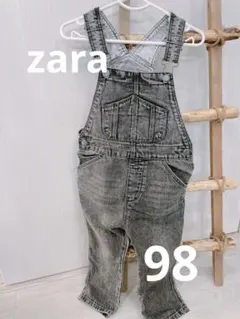 【美品】子供服　zara 黒デニムサロペット　98