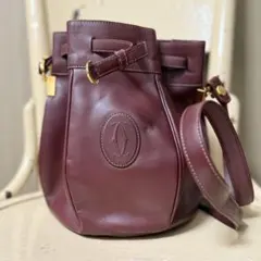 カルティエ Must de Cartier 巾着バッグ ショルダー 美品