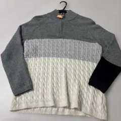 DESCENTE ジッパー付きハイネック ケーブルニットセーター