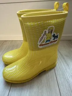 新品　おさるのジョージの長靴　20cm 黄色 チェック柄