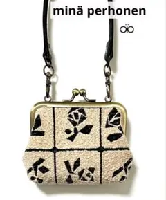 ミナペルホネン⚮̈希少ふわもこLulu がま口 ミニバッグ お財布 ポーチ
