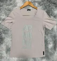 美品【ARMANI JEANS】 ロゴ入りTシャツ Uネック カジュアル古着