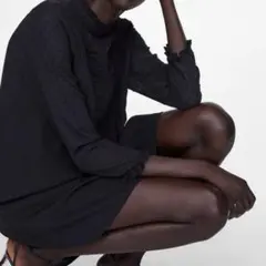 ZARA ブラック フロントデザイン ドレス