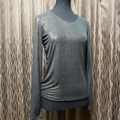 再値下げします❗️HIROKO KOSINO黒地にブラウン光沢デザイン長袖トップス