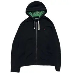 Ralph 美品 ジップ パーカ ポニー刺繍 フード裏 チェック スウェット L