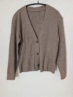 ユニクロベージュ VネックカーディガンLサイズ