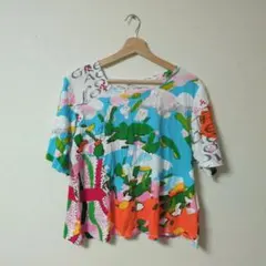 ★美品★Liliane Burty カラフル 総柄 半袖 Tシャツ【LL】のサムネイル