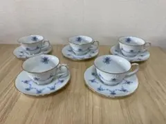 Noritake 青い花柄 カップ・ソーサー 5客