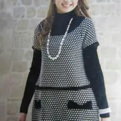 エンジェリーベ 新品 アンゴラウール混 ドット ワンピース ９号