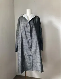 着物リメイク　大島紬　正絹　コート　フード付きコート　ハンドメイド