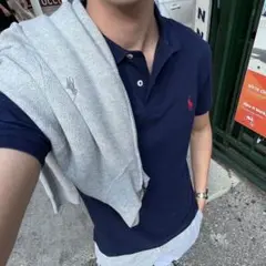 美品 polo ralph lauren 紺 ネイビー ポロシャツ 半袖 xs