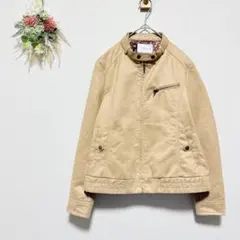 セオリア 【M】 スエード ジップアップジャケット 裏地可愛い ベージュ