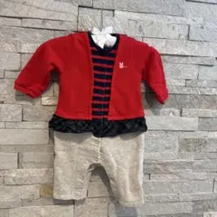 赤いストライプ柄ベビー服