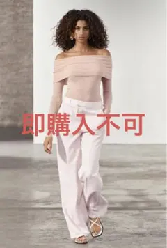 zara オフショルダー ニットトップス