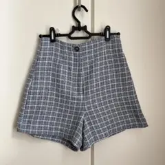 チェック柄ハイウエストショートパンツ
