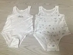 70 ベビー肌着 タンクトップ ノースリーブ ボディスーツ コットン 動物 2枚