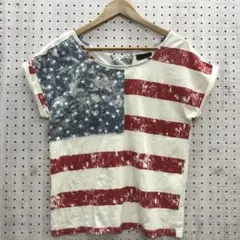 レトロ Y2K アメリカン ガール 古着 星条旗モチーフデザイントップスのサムネイル