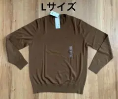 新品 ユニクロ メリノクルーネックセーター ブラウン Ｌ