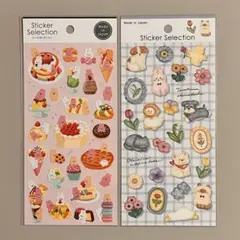 スイーツ ケーキ パン アニマル うさぎ 犬猫 花 シールステッカー 2種セット