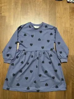H&M ハート柄 紺色 ワンピース 122/128